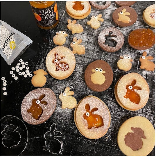 Комплект от 3 резци за сладки Linzer Dr. Oetker 1878 Яйце Зайче Агне Неръждаема стомана Сребристо