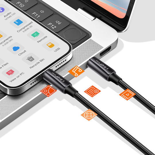 Linq USB-C to USB-C Cable 4A Power Delivery 80W Durable Braided Nylon 1.2m Black