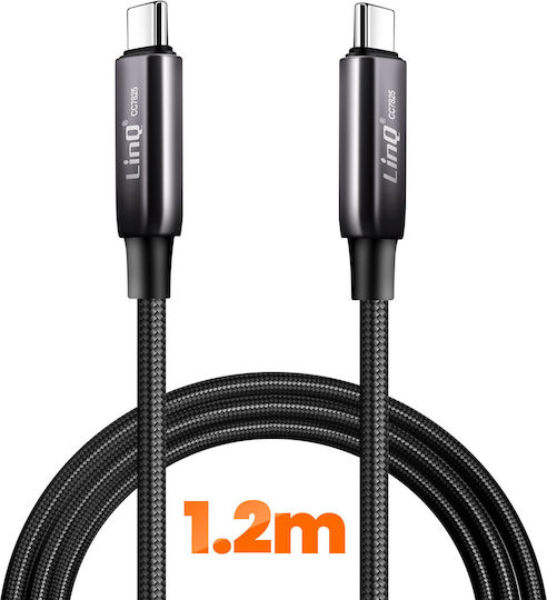 Linq USB-C to USB-C Cable 4A Power Delivery 80W Durable Braided Nylon 1.2m Black