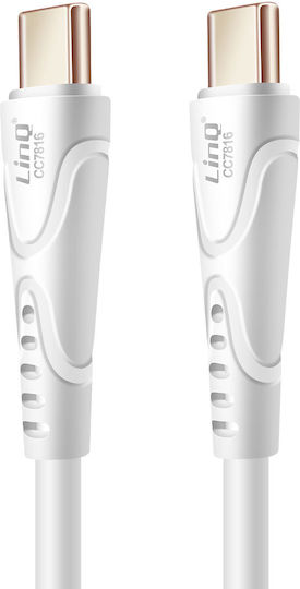 Linq USB-C to USB-C 4A Fast Charging 80W Cable in Flexible Silicone 1m White