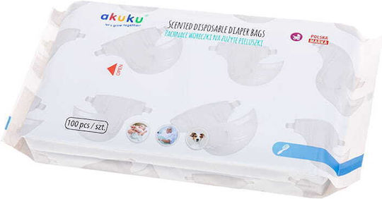 Akuku Replacement Bags for Diaper Bin White 100 Pieces