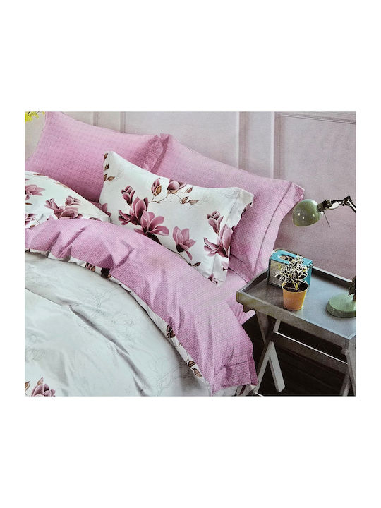 Kotonia Home Duvet Cover Set Double with 4 Pillowcases & 1 Sheet 200x230 Yoyo Floral