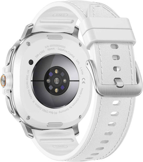 Samsung Galaxy Watch8 Classic Stainless Steel 46mm Waterproof with eSIM and Heart Rate Monitor (White)