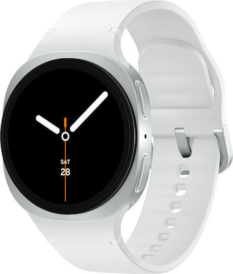Samsung Galaxy Watch8 LTE Aluminium 40mm Αδιάβροχο με eSIM και Παλμογράφο (Ασημί - S/M)