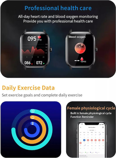 Brățară Fitness Smartwatch Lexus Collection Idealstore Ecran Tactil 3D Apeluri Bluetooth Mesaje Monitorizare Ritm Cardiac Somn Multi-sport Difuzor-microfon Barometru Ip67 Alarmă Android-ios Baterie Lungă Ediția Neagră