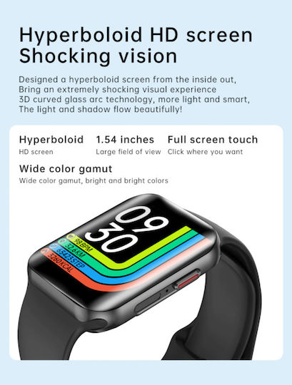Smartwatch Pro Detail Idealstore Curved Screen 1.54 Inch Water Resistant Compatible Ios Android Voice Call Heart Rate Sleep Monitoring Pedometer Sports Black Moment