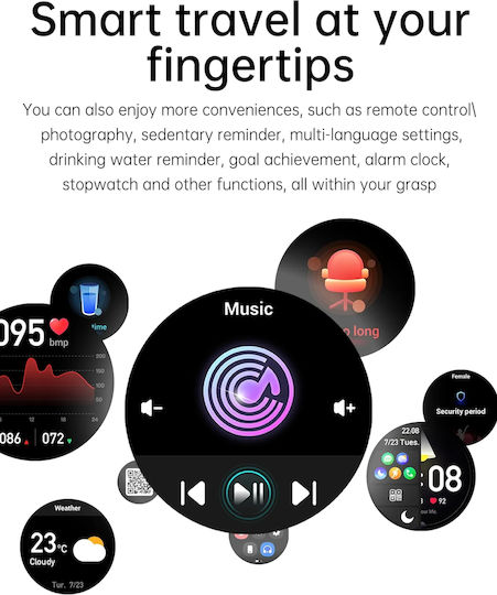 Ceas Inteligent Avatar Fashion Brățară Fitness Idealstore Ecran Tactil Complet HD 1.28 Asistent Vocal Apel Bluetooth Apelare Control Acces NFC Android-iOS Monitorizare SpO2 Ritm Cardiac Somn Multi-sport Baterie de Lungă Durată Ediția Neagră