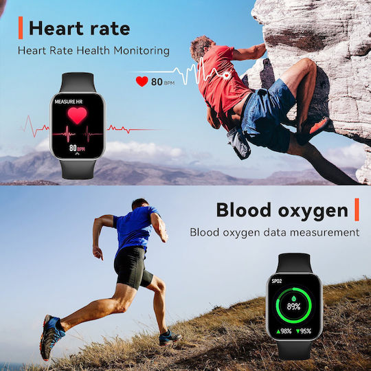 Idealstore Novodue Smartwatch Apel Bluetooth Muzică Bluetooth Notificări SMS Aplicații Sociale Monitorizare Sănătate EKG 20 Moduri Sport Memento-uri Sedentare Rezistent la Apă IP67 Silicon Negru