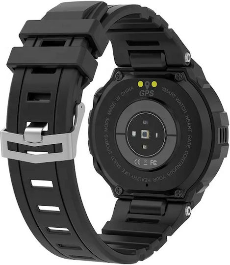 Aluminium Smartwatch με Παλμογράφο (Μαύρο)