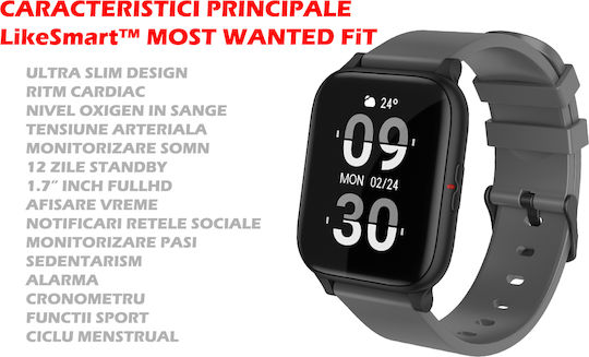 MostWanted FiT Aluminiu Smartwatch (Gri)