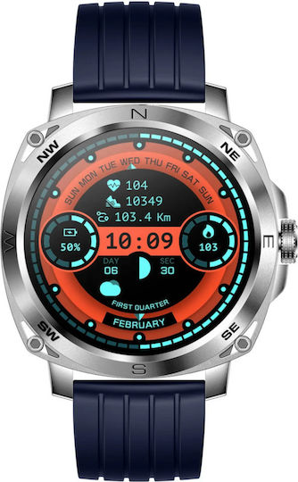 RisenFiT Aluminium Smartwatch με Παλμογράφο (Ασημί)
