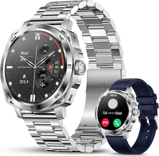 RisenFiT Aluminium Smartwatch με Παλμογράφο (Ασημί)