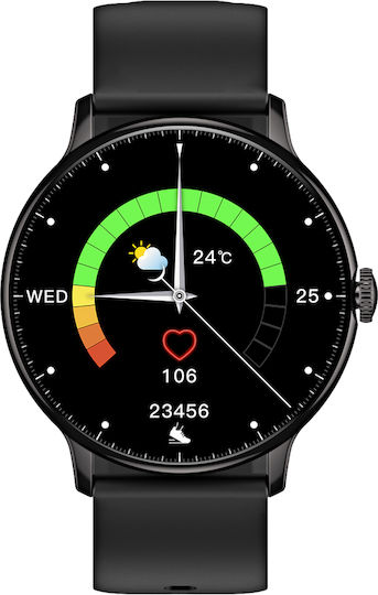 Aluminium Smartwatch με Παλμογράφο (Μαύρο)
