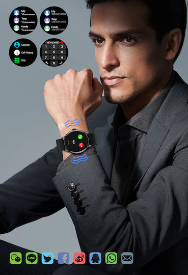 Aluminium Smartwatch με Παλμογράφο (Μαύρο)