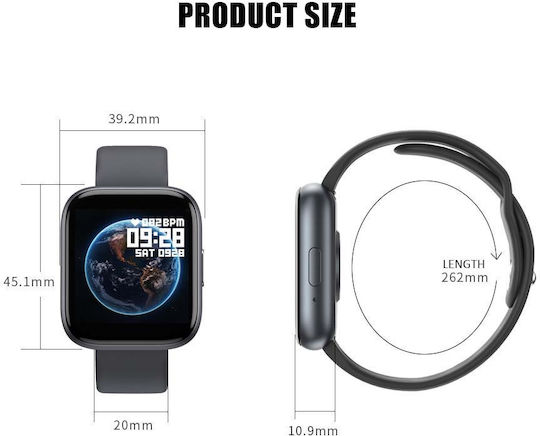 TrendFIT Aluminium Smartwatch with Heart Rate Monitor (Black)