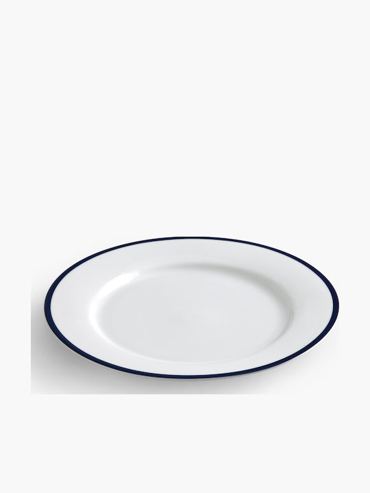 Ionia Platte Mediterraneo 30cm Servierplatte aus Porzellan White - Blue mit Durchmesser 30cm 1Stück
