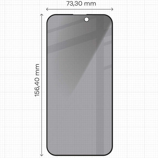Frame 3D Full Glue Privacy Full Face Tempered Glass Μαύρο (iPhone 15 Pro Max)