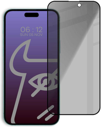 Frame 3D Full Glue Privacy Full Face Tempered Glass Μαύρο (iPhone 15 Pro Max)