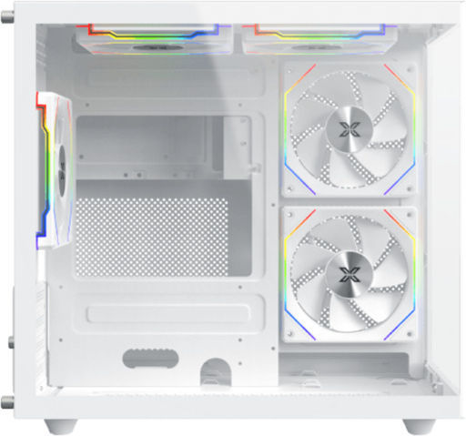 Xigmatek Aqua M Lite Геймърско бюро Мини кула Компютърна кутия със страничен прозорец и ARGB осветление Бял