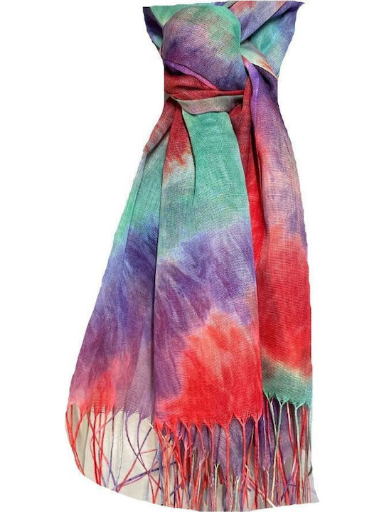 Rainbow Cashmere Scarf Dacali Red 185 x 75 cm