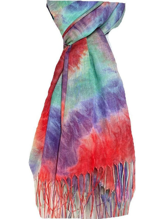 Rainbow Cashmere Scarf Dacali Red 185 x 75 cm