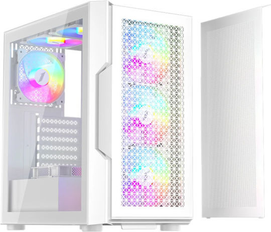 1STPLAYER TRILOBITE T7 Gaming Midi Tower Κουτί Υπολογιστή με Πλαϊνό Παράθυρο και RGB Φωτισμό Λευκό