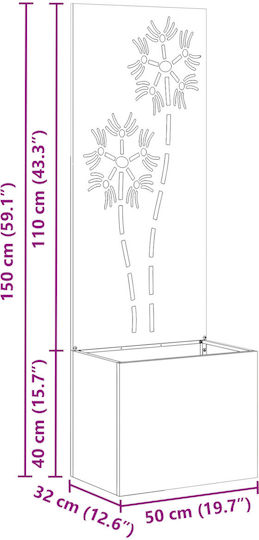 vidaXL Γλάστρα Μεταλλική Λευκό 50x140x140εκ.