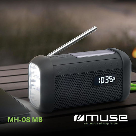 Muse MH-08 MB Φορητό Ραδιόφωνο Ηλιακό με Bluetooth Μαύρο
