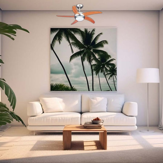 Primo PRCF-80285 Ceiling Fan 110cm with Light Fixture Brown / Silver