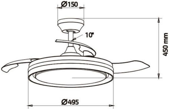 Primo PRCF-80682 Ventilator De Tavan 106.68cm Cu Lentile De Mărire Transparent / Argintiu