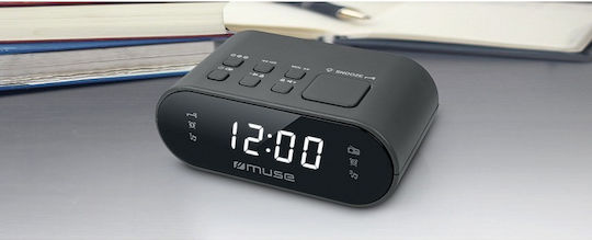 Muse Muse Tischuhr Digital mit LED Wecker & Tischradio Schwarz M-10CR