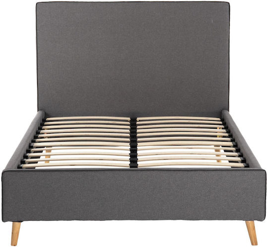 Maylin Bed Semi-double Upholstered with Fabric Gray with Slats for Mattress 120x200cm
