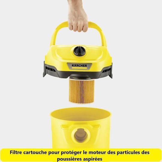 Karcher WD 2 Plus V-15/4/18/C Vacuum Wet / Dry 1000W with Plastic Bin 15lt