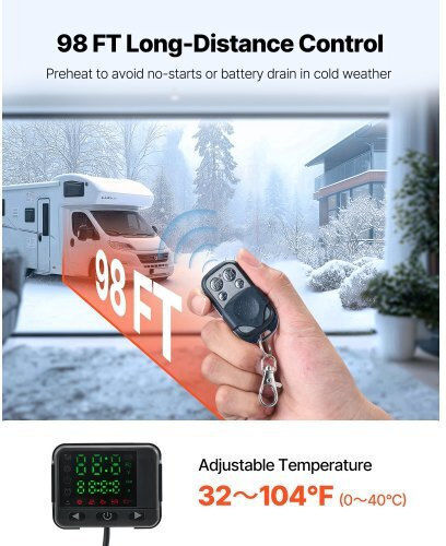 Vevor Diesel Air Heater Diesel Parking Heater 8 Kw Dc 12-24 V Black Lcd Switch