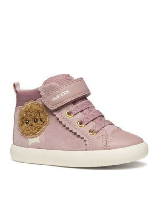 Sneaker Anatomisch Lederne Kinderstiefeletten mit Klettverschluss Rosa