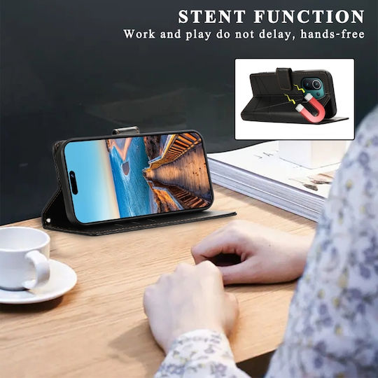 Ανάγλυφη Γραμμή Wallet Δερμάτινο / Σιλικόνης Μαύρο (Xiaomi Mi 11 Pro)