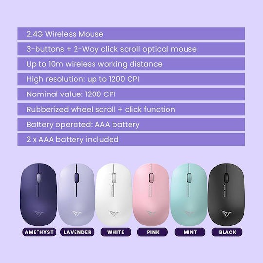Alcatroz Airmouse V Ασύρματο Εργονομικό Ποντίκι Amethyst