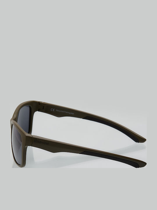 Admiral Men's Sunglasses with Brown Plastic Frame and Gray Polarized Lens