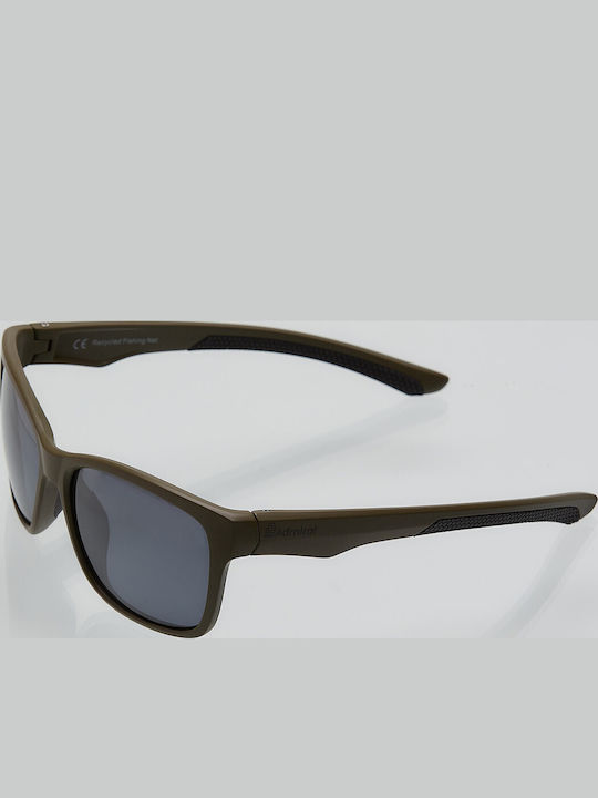 Admiral Men's Sunglasses with Brown Plastic Frame and Gray Polarized Lens
