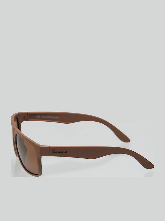 Admiral Unisex Γυαλιά Ηλίου με Καφέ Κοκκάλινο Σκελετό και Καφέ Polarized Φακό