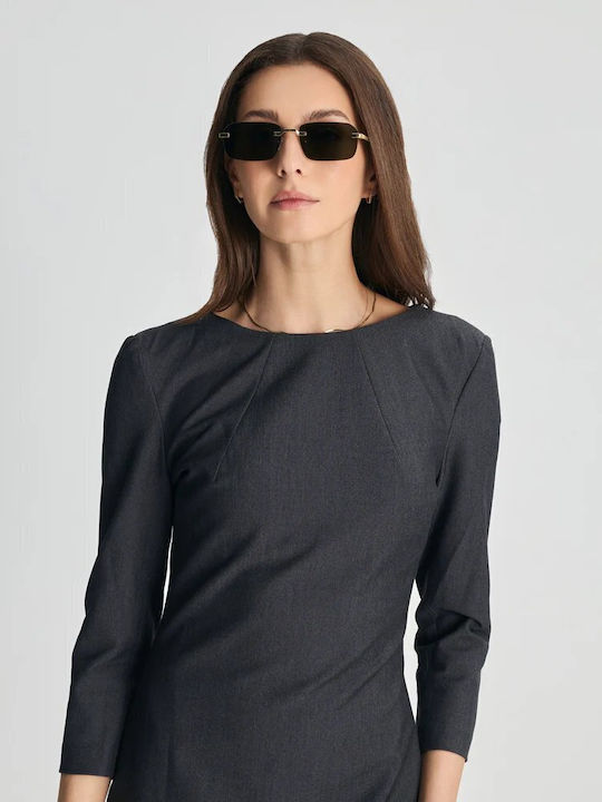 Faos Unisex Sunglasses with Gold Metal Frame and Green Lens