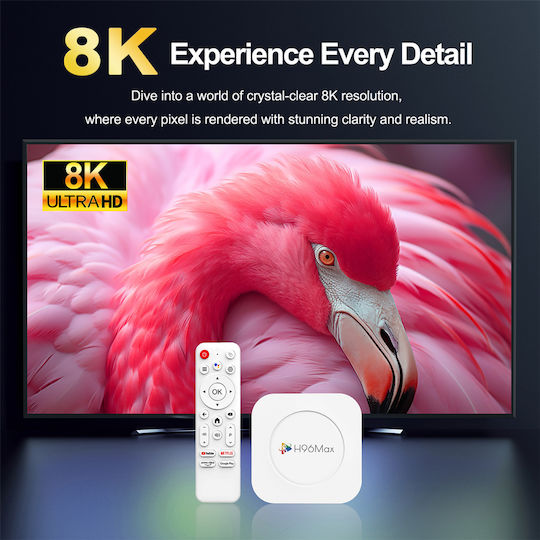 H96 Max TV-Box H96 8K UHD mit WiFi USB 2.0 2GB RAM und 16GB Speicherplatz mit Betriebssystem Android und Google Assistant
