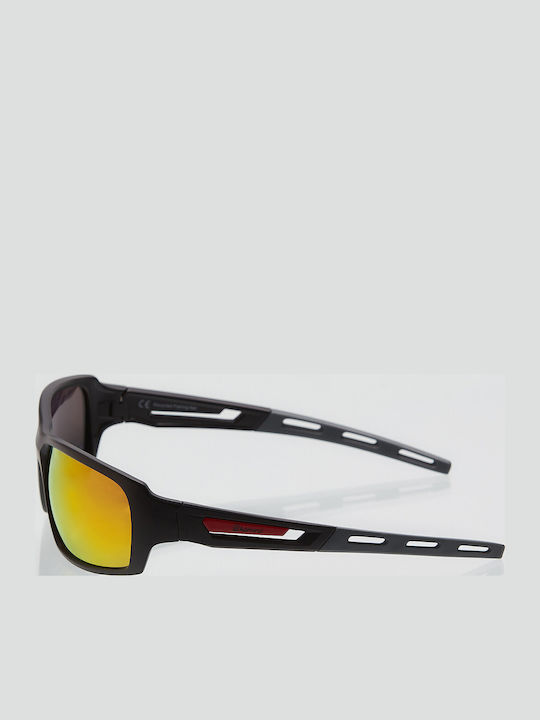Admiral Unisex Sunglasses with Black Plastic Frame and Yellow Polarized Mirror Lens