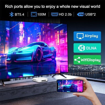H96 Max TV-Box H96 8K UHD mit WiFi USB 2.0 2GB RAM und 16GB Speicherplatz mit Betriebssystem Android und Google Assistant