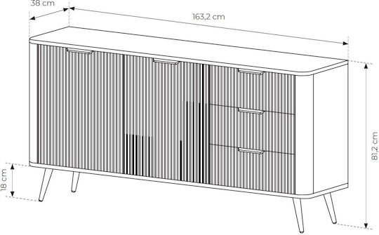 Μπουφές Lante aus Holz & Metall mit Schubladen White 163x81x38cm
