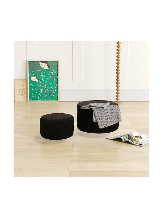 Stool Footstool Upholstered with Fabric Gabello Black 2pcs 44x44x26.5cm