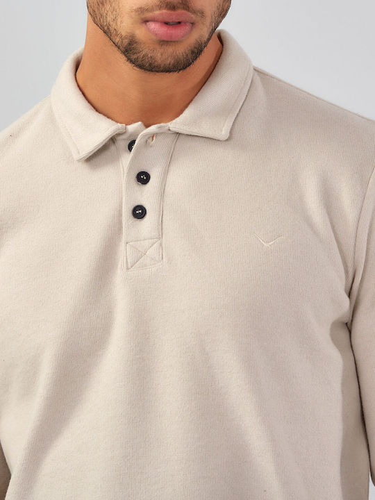 Polo Langarmbluse Beige