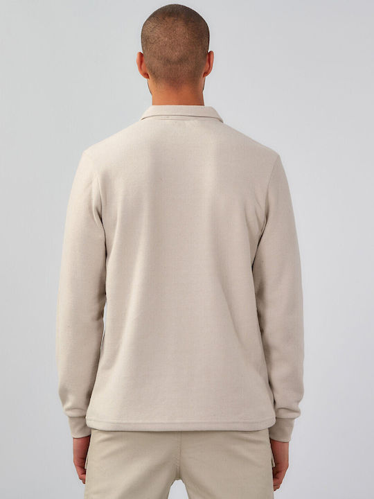 Polo Langarmbluse Beige