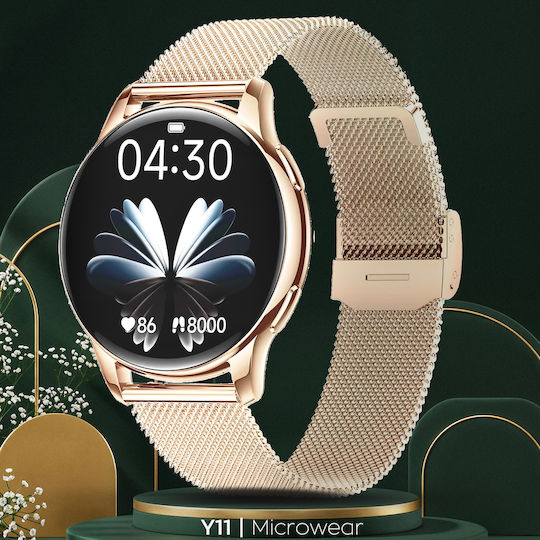 Microwear Y11 Smartwatch with Heart Rate Monitor (Gold Steel)