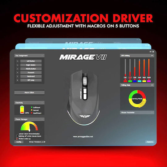 Armaggeddon Mirage VII RGB Gaming Mouse Alb